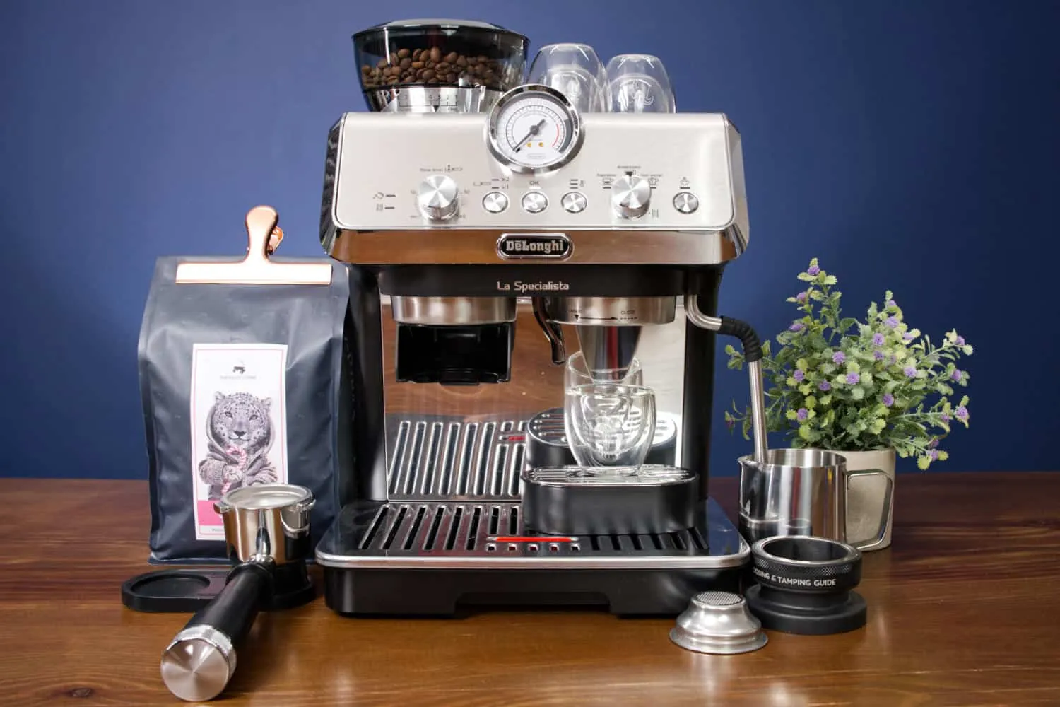 How to Clean Coffee Grinder DeLonghi La Specialista Properly Dark oily coffee beans sit near a calendar representing the need for regular grinder cleaning.