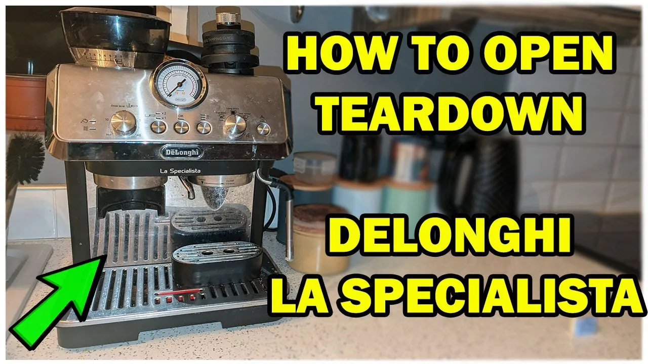How to Clean Coffee Grinder DeLonghi La Specialista Properly Hands carefully remove the bean hopper from a DeLonghi La Specialista coffee grinder.