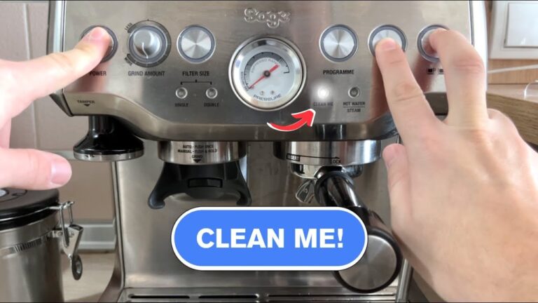 Home A professional Breville coffee grinder setup with cleaning tools on a clean kitchen counter.